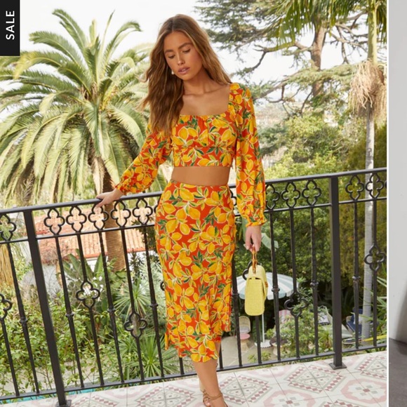 VICI Lemon Spritz Tropical Midi Skirt - Picture 2 of 2